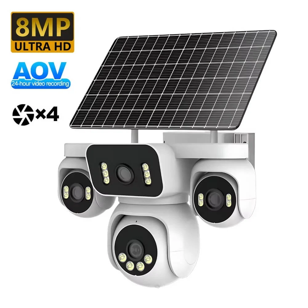 FOSVISION 8MP Ultra HD 4-Lens Ultra Wireless Solar Security Camera
