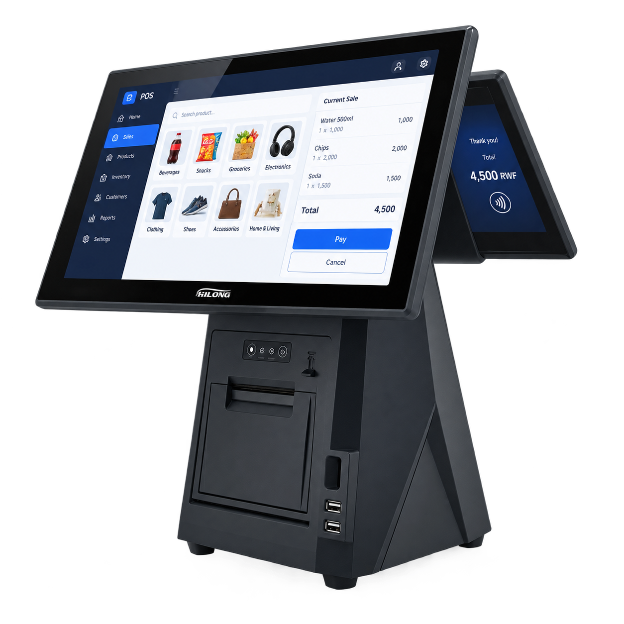 DOUBLE-SCREEN POS TERMINAL